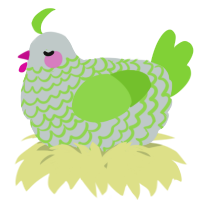 A silver and grass chicken with a lace pattern
