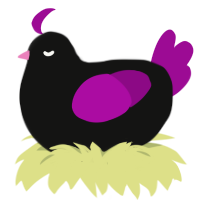rhingus, a black and plum chicken