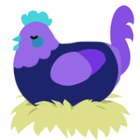 Jimothy, a navy and blurple chicken with a head pattern