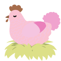 A rose and pink chicken with a lace pattern