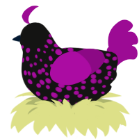 Into The Void, a black and plum chicken with a speckle pattern