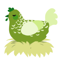 A chartreuse and apple chicken with a half-lace pattern