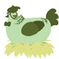 A gluppy and olive chicken with a neck-band pattern