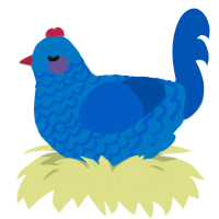 AY42, a sapphire and ultramarine chicken with a lace pattern