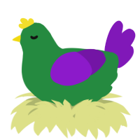 A viridian and violet chicken