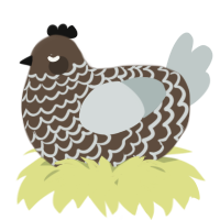 A bark and silver chicken with a lace pattern