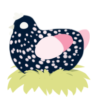 A tumblr and rose chicken with a speckle pattern