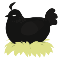 A black and sable chicken with a neck-speckle pattern