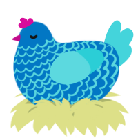 A sapphire and aqua chicken with a lace pattern