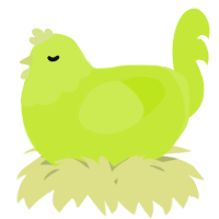 A lime chicken with a head pattern
