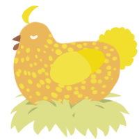A honey and yellow chicken with a speckle pattern