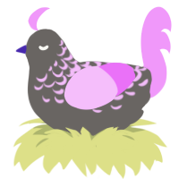 Playground Asphalt, a grey and lavender chicken with a half-lace pattern