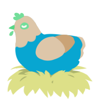 A cerulean and beige chicken with a head pattern