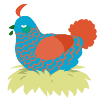 A cerulean and vermilion chicken with a lace pattern