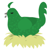 A viridian chicken with a speckle pattern