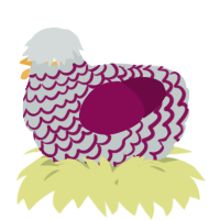 A silver and wine chicken with a lace pattern