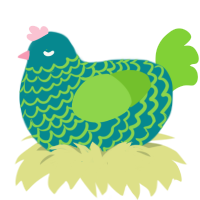 Sea Glass, a teal and grass chicken with a lace pattern