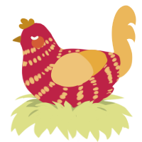 Simon Delliver, a crimson and honey chicken with a bar pattern