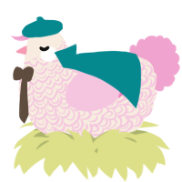 A cream and pink chicken with a double-lace pattern