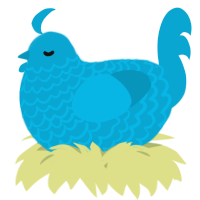 A cerulean chicken with a lace pattern