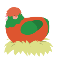 Spaghetti, a vermilion and viridian chicken with a head pattern