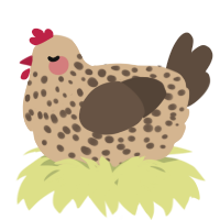 A beige and bark chicken with a speckle pattern