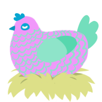 Seafoam, a lavender and mint chicken with a lace pattern
