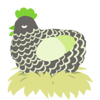 A grey and apple chicken with a lace pattern