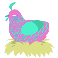 Ultra Vice Guava, a lavender and turquoise chicken with a lace pattern