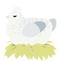 A white and mist chicken with a half-lace pattern