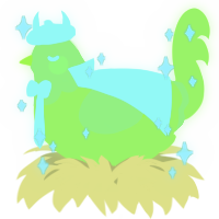 A lime chicken with a head pattern