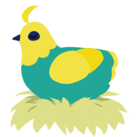 (unnamed), a turquoise and yellow chicken with a head pattern
