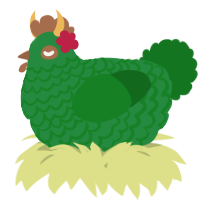 A viridian and leaf chicken with a lace pattern