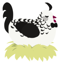 No Service, a white and sable chicken with a half-lace pattern