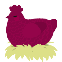 A maroon chicken with a lace pattern