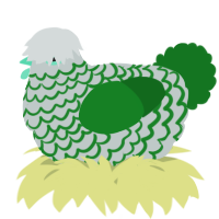 A silver and leaf chicken with a lace pattern