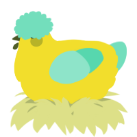 A yellow and mint chicken