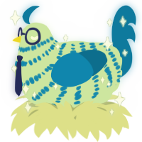 A gluppy and sapphire chicken with a bar pattern