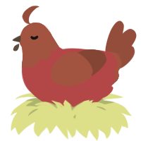 A red and russet chicken with a head pattern
