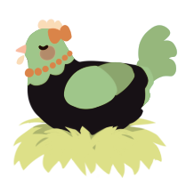 A tumblr and turquoise chicken with a head pattern