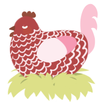 A red and rose chicken with a lace pattern