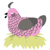 A pink and grey chicken with a lace pattern