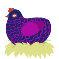 Sunset, a navy and plum chicken with a lace pattern