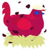 A wine and maroon chicken with a neck-speckle pattern