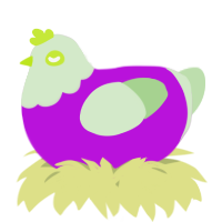 A amethyst and gluppy chicken with a head pattern
