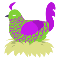 A grass and amethyst chicken with a lace pattern