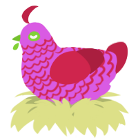 A orchid and crimson chicken with a lace pattern