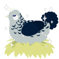 Starlight, a silver and tumblr chicken with a half-lace pattern