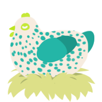 Geiger, a cream and turquoise chicken with a speckle pattern