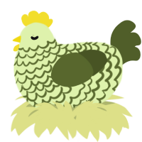 A apple and olive chicken with a lace pattern
